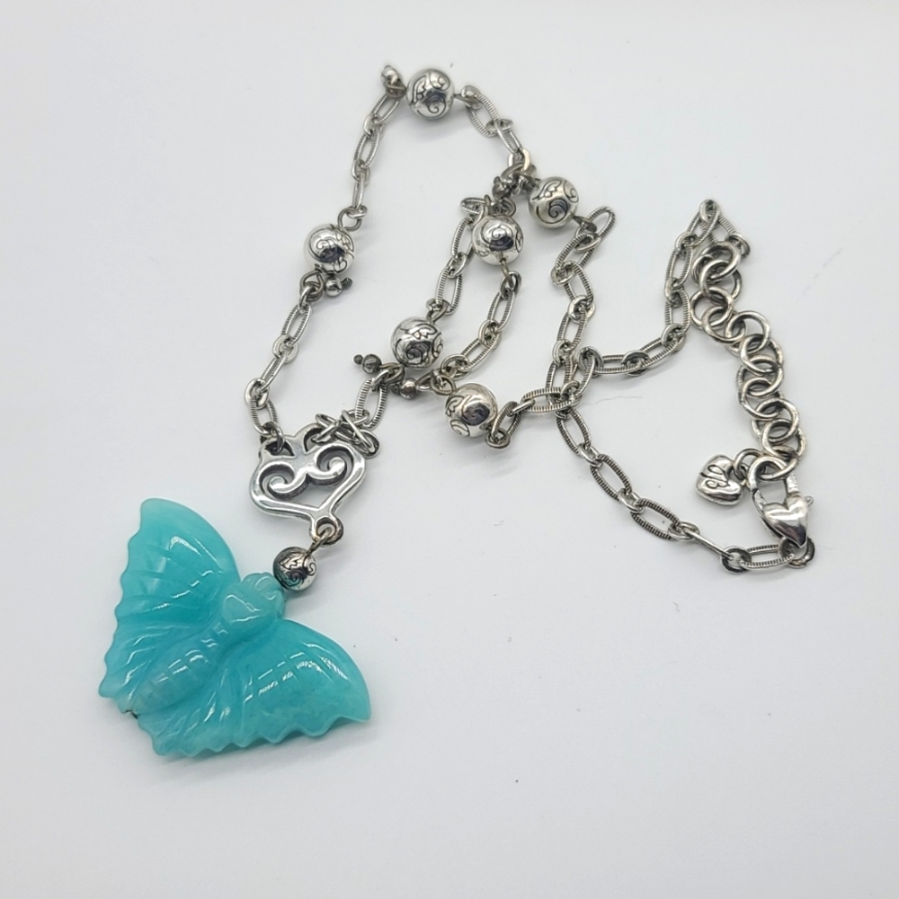 Brighton "JUNAN BUTTERFLY" Retired Carved Stone Pendant 🦋